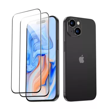 ESR Panzerglas 2er-Pack für Apple iPhone 15 Schwarz