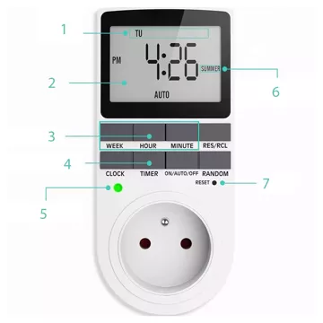 Ein-/Aus-Timer. LCD-Timer für EU-Steckdose, weiß