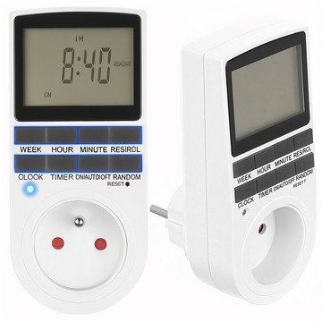 Ein-/Aus-Timer. LCD-Timer für EU-Steckdose, weiß