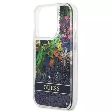 Etui Guess GUHCP14LLFLSB für Apple iPhone 14 Pro 6,1" niebieski/blue Hardcase Flower Liquid Glitter