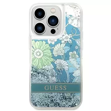 Etui Guess GUHCP14LLFLSN für Apple iPhone 14 Pro 6,1" zielony/green Hardcase Flower Liquid Glitter