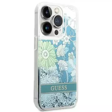 Etui Guess GUHCP14LLFLSN für Apple iPhone 14 Pro 6,1" zielony/green Hardcase Flower Liquid Glitter