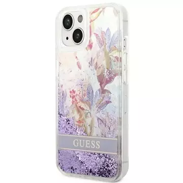 Etui Guess GUHCP14SLFLSU für Apple iPhone 14 6,1" fioletowy/lila Hardcase Flower Liquid Glitter