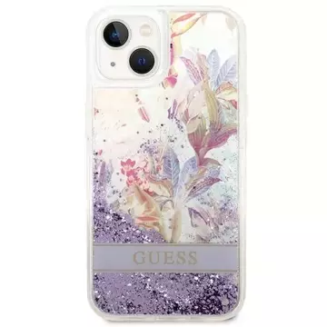 Etui Guess GUHCP14SLFLSU für Apple iPhone 14 6,1" fioletowy/lila Hardcase Flower Liquid Glitter