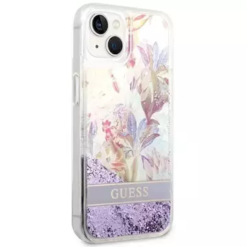 Etui Guess GUHCP14SLFLSU für Apple iPhone 14 6,1" fioletowy/lila Hardcase Flower Liquid Glitter