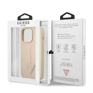 Etui Guess GUHCP14XPSATLE für Apple iPhone 14 Pro Max 6,7" beżowy/beige Hardcase SaffianoTriangle Logo