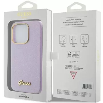 Etui Guess GUHCP15LPGMCSL für iPhone 15 Pro 6,1" liliowy/lila Hardcase Glitter Glossy Script