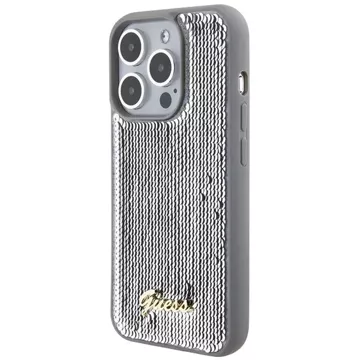 Etui Guess GUHCP15LPSFDGSS für iPhone 15 Pro 6,1" Silber/Silber Hardcase Pailletten Script Metal