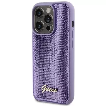 Etui Guess GUHCP15LPSFDGSU für iPhone 15 Pro 6,1" fioletowy/lila Hardcase Pailletten Script Metal