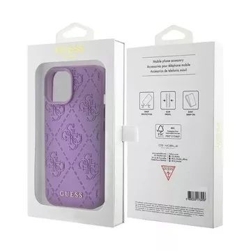 Etui Guess GUHCP15SP4EPMU für iPhone 15 6,1" fioletowy/light purple hardcase Leder 4G gestempelt