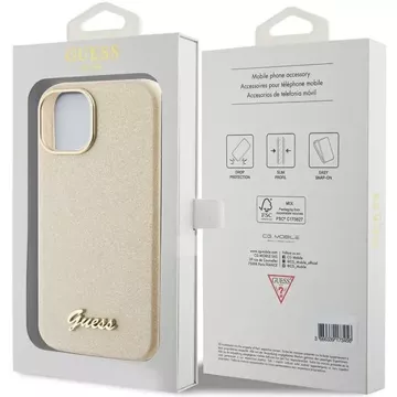 Etui Guess GUHCP15SPGMCSD für iPhone 15 6,1" złoty/light gold hardcase Glitter Glossy Script