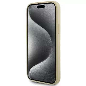 Etui Guess GUHCP15SPS4DGPD für iPhone 15 6,1" złoty/gold hardcase Leder 4G Metall Logo Strass