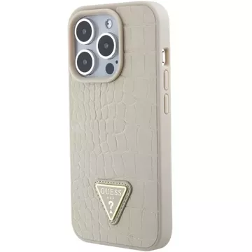 Etui Guess GUHCP15XPCRTHCD für iPhone 15 Pro Max 6,7" złoty/gold hardcase Croco Triangle Metal Logo