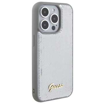 Etui Guess GUHCP15XPSFDGSS für iPhone 15 Pro Max 6,7" Silber/Silber Hardcase Pailletten Script Metal