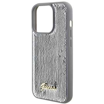 Etui Guess GUHCP15XPSFDGSS für iPhone 15 Pro Max 6,7" Silber/Silber Hardcase Pailletten Script Metal