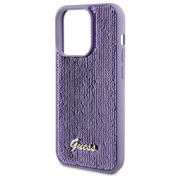 Etui Guess GUHCP15XPSFDGSU für iPhone 15 Pro Max 6,7" fioletowy/lila Hardcase Pailletten Script Metal