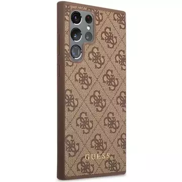 Etui Guess GUHCS23LG4GFBR für Samsung Galaxy S23 Ultra S918 brązowy/brown Hard Case 4G Metal Gold Logo