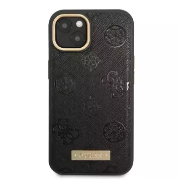 Etui Guess GUHMP13MSAPSTK für Apple iPhone 13 6,1" Czarny/Black Hardcase Peony Logo Plate MagSafe