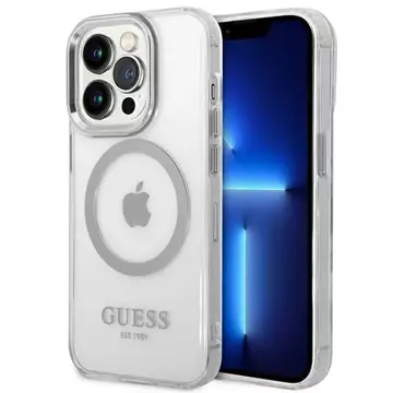 Etui Guess GUHMP14LHTRMS für Apple iPhone 14 Pro 6,1" srebrny/silver Hard Case Metal Outline Magsafe