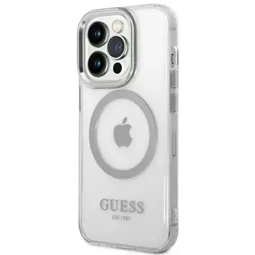 Etui Guess GUHMP14LHTRMS für Apple iPhone 14 Pro 6,1" srebrny/silver Hard Case Metal Outline Magsafe