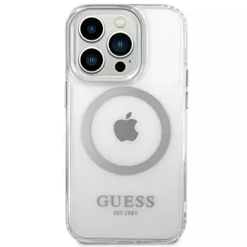 Etui Guess GUHMP14LHTRMS für Apple iPhone 14 Pro 6,1" srebrny/silver Hard Case Metal Outline Magsafe