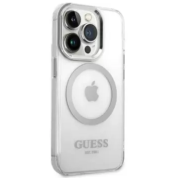 Etui Guess GUHMP14LHTRMS für Apple iPhone 14 Pro 6,1" srebrny/silver Hard Case Metal Outline Magsafe