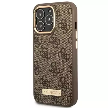 Etui Guess GUHMP14LU4GPRW für Apple iPhone 14 Pro 6,1" brązowy/brown Hard Case 4G Logo Plate MagSafe