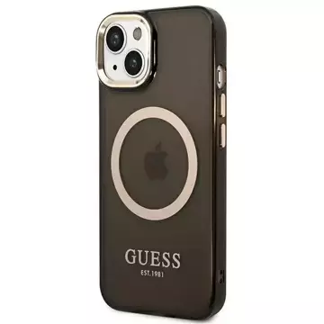 Etui Guess GUHMP14MHTCMK für Apple iPhone 14 Plus 6,7" Czarny/Black Hard Case Gold Outline Translucent MagSafe