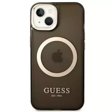 Etui Guess GUHMP14MHTCMK für Apple iPhone 14 Plus 6,7" Czarny/Black Hard Case Gold Outline Translucent MagSafe