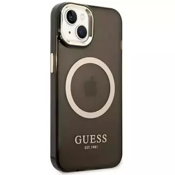 Etui Guess GUHMP14MHTCMK für Apple iPhone 14 Plus 6,7" Czarny/Black Hard Case Gold Outline Translucent MagSafe