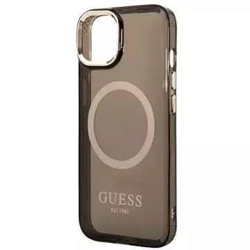 Etui Guess GUHMP14SHTCMK für Apple iPhone 14 6,1" Czarny/Black Hard Case Gold Outline Translucent MagSafe