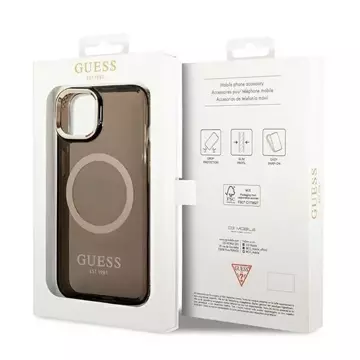 Etui Guess GUHMP14SHTCMK für Apple iPhone 14 6,1" Czarny/Black Hard Case Gold Outline Translucent MagSafe