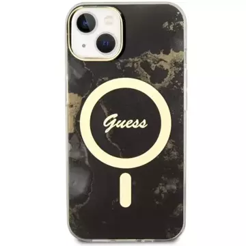 Etui Guess GUHMP14SHTMRSK für iPhone 14 6,1" Hardcase Golden Marble MagSafe