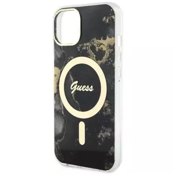 Etui Guess GUHMP14SHTMRSK für iPhone 14 6,1" Hardcase Golden Marble MagSafe