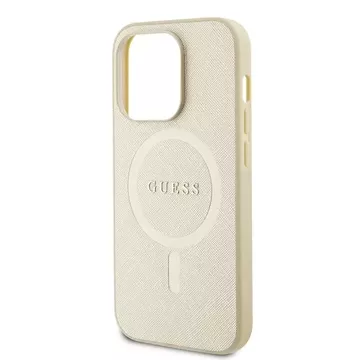 Etui Guess GUHMP15LPSAHMCB für iPhone 15 Pro 6,1" złoty/gold hardcase Saffiano MagSafe