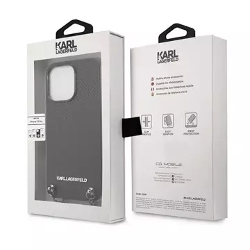 Etui Karl Lagerfeld KLHCP13LPMK für iPhone 13 Pro / 13 6,1" Hardcase Leder Strukturiert und Kette