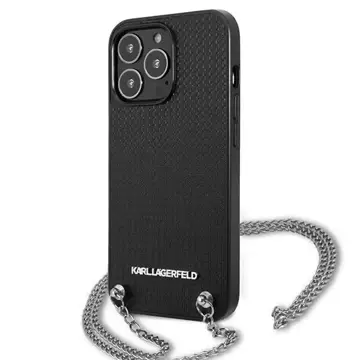 Etui Karl Lagerfeld KLHCP13LPMK für iPhone 13 Pro / 13 6,1" Hardcase Leder Strukturiert und Kette