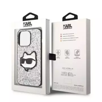 Etui Karl Lagerfeld KLHCP14XG2CPS für iPhone 14 Pro Max 6,7" Hardcase Glitter Choupette Patch srebrny/silver