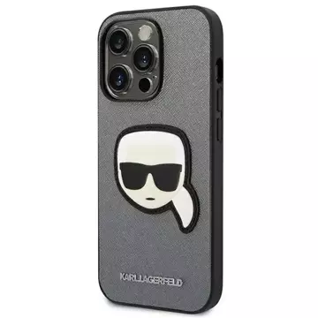 Etui Karl Lagerfeld KLHCP14XSAPKHG für iPhone 14 Pro Max 6,7' Hardcase Saffiano Karl`s Head Patch srebrny/silver