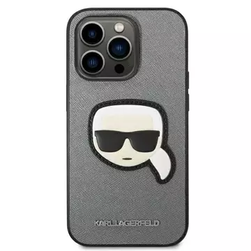 Etui Karl Lagerfeld KLHCP14XSAPKHG für iPhone 14 Pro Max 6,7' Hardcase Saffiano Karl`s Head Patch srebrny/silver