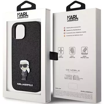 Etui Karl Lagerfeld KLHCP15SGKNPSK für iPhone 15 6,1" czarny/black hardcase Fixed Glitter Ikonik Logo Metal Pin