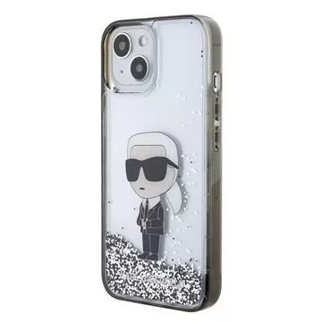 Etui Karl Lagerfeld KLHCP15SLKKNSK für iPhone 15 6,1" transparentes Hardcase Liquid Glitter Ikonik