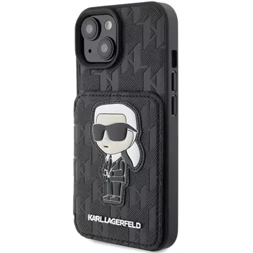 Etui Karl Lagerfeld KLHCP15SSAKKNSCK für iPhone 15 6,1" czarny/black hardcase Saffiano Cardslots und Stand Monogram Ikonik Patch