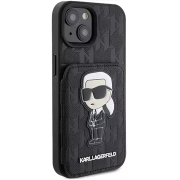 Etui Karl Lagerfeld KLHCP15SSAKKNSCK für iPhone 15 6,1" czarny/black hardcase Saffiano Cardslots und Stand Monogram Ikonik Patch