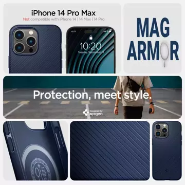 Etui Spigen Mag Armor für Apple iPhone 14 Pro Max Marineblau