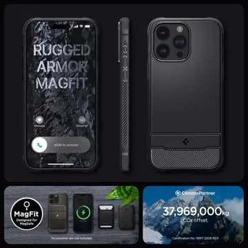 Etui Spigen Rugged Armor Mag Magsafe für Apple iPhone 15 Pro Mattschwarz