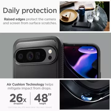 Etui Spigen Rugged Armor für Google Pixel 9 Pro XL Mattschwarz