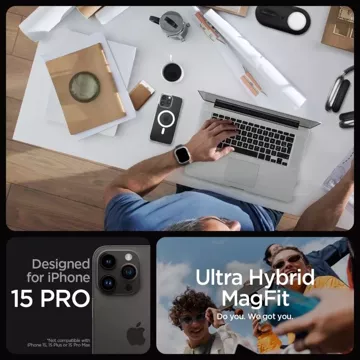 Etui Spigen Ultra Hybrid Mag für MagSafe für iPhone 15 Pro Frost Clear