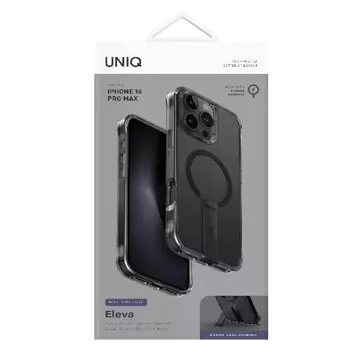 Etui UNIQ Eleva mit vertikalem Stand für iPhone 16 Pro Max 6,9" Schwarz/Carbonschwarz