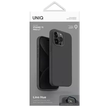 Etui UNIQ Lino Hue für iPhone 15 Pro Max 6,7" Magclick Charging szary/charcoal grey